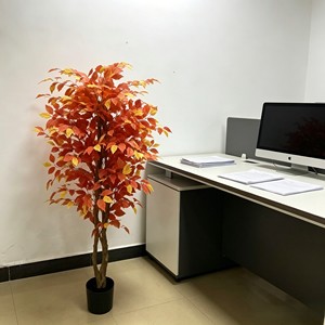 Autumn scenery with banyan <b>trees</b> | Space Saving Fall Faux <b>Potted</b> Plant for Office Living Room - Product Image 5