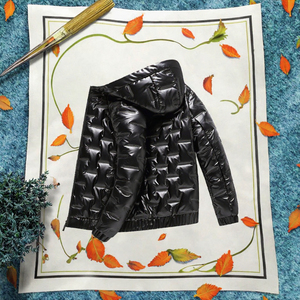 Veste matelassée imperméable à capuche noire décontractée pour homme avec fermeture éclair, longueur normale, manteau d'hiver pour l'extérieur - Product Image 2