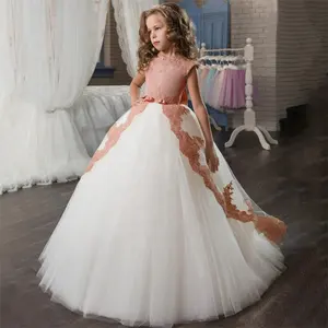 2-16 Years New design Girls Formal Dress Elegant Long spitze schwanz Dresses For Children Princess Girls Party Pageant Gowns