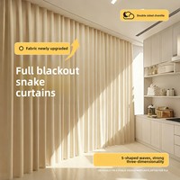 Cortina Opaca de Doble Cara con Diseño de Serpiente, Nueva Cortina Francesa Color Crema, Protector Solar, Aislante del Calor, Estilo Moderno, Personalizable para Dormitorio y Sala de Estar