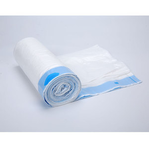 13 Gallon kitchen drawstring trash bags, heavy duty, clear garbage bag