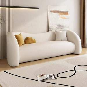 Modern Curved <b>Cream</b> <b>Sofa</b> Upholstered Lounge Couch Minimalist Reception Seating <b>for</b> Living Room Hotel Salon - Product Image 3