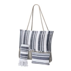 Nouvel Arrivage en Gros : Ensemble de Sacs de Voyage Personnalisés Écologiques à Rayures Classiques pour la Plage, avec 2 Poches Avant en Maille et Fermeture Éclair - Product Image 2