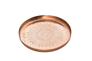 High Quality Gold Finished Aluminum Metal Round <b>Tray</b> Art Deco Design For Ramadan Wedding Serving Fruit Salad And <b>Dinner</b> Foods - Product Image 6