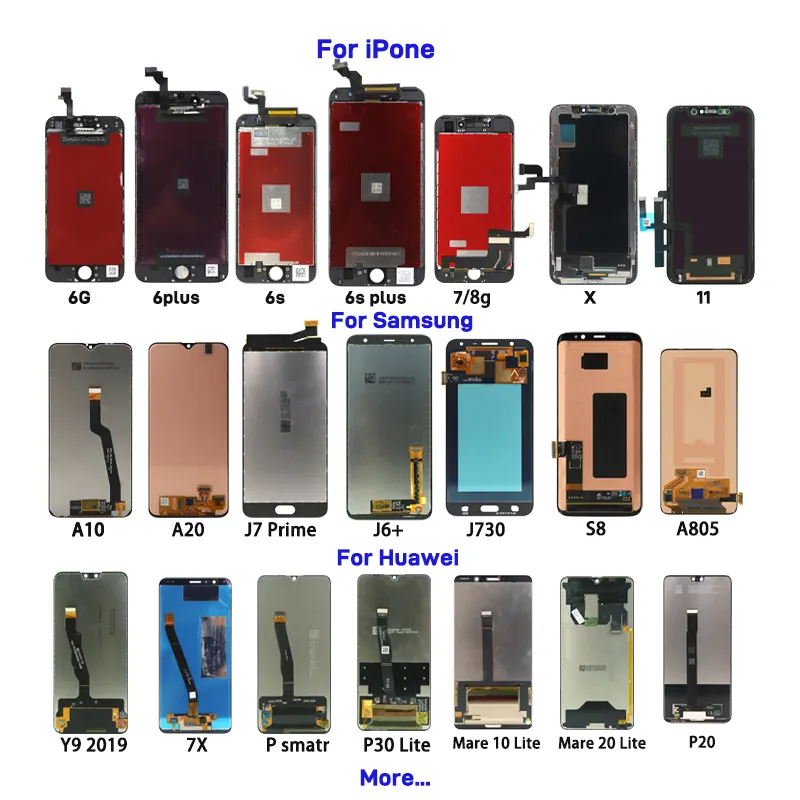 LCD Ponsel iPhone, Aksesori Tampilan Layar Ponsel Digitizer Layar Sentuh untuk iPhone Samsung Huawei