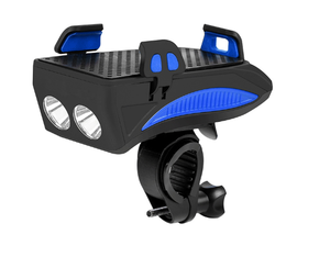 Phare de vélo rechargeable 4 <span class=keywords><strong>en</strong></span> 1, lumière de vélo étanche avec klaxon de vélo, support de téléphone, batterie externe, sécurité de cyclisme avant - Product Image 1