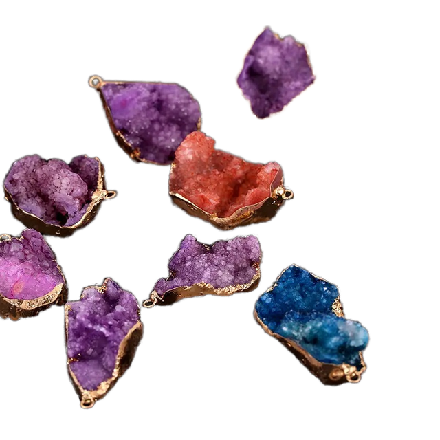 Wholesale Children's Classic Party Princess Cut Amethyst Natural Healing Crystal Irregular Pendant Gold Plated Trendy Necklace