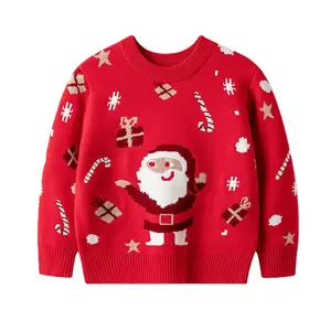 Venta al por mayor FNJIA suéteres para niños y niñas suéteres escolares cuello redondo jersey de manga larga suéteres de Navidad para niños