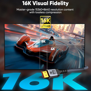 SYONG DP 2.1 <b>Cable</b> 16K60Hz Braided Cord,8K120Hz,HDR10 DSC 1.2a,G-Sync FreeSync Gaming PC,Gaming Monitor 5090,AMD 7900XTX 1.5M 2M - Product Image 4