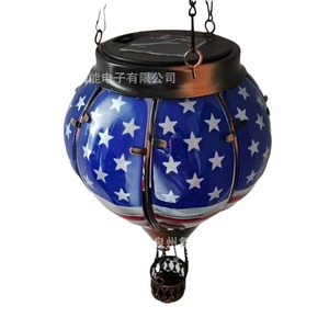 Solar Hot Air Balloon Lantern American Flag Design LED Outdoor <b>Decorative</b> Light Hanging Garden Decoration - Product Image 2