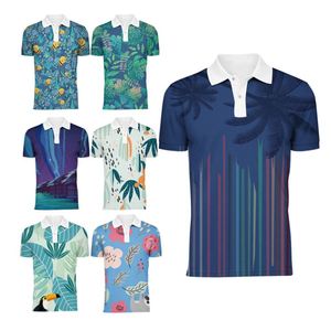 Camiseta Sublimada con Logotipo Personalizado, Secado Rápido, Manga Corta, Diseño Floral, Camiseta de Golf de Poliéster, Polo Personalizada - Product Image 1