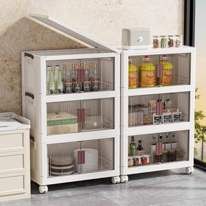 Clear Foldable Multi-Layer <b>Large</b> PP Storage Cabinet Household Storage <b>Boxes</b> Clothing Toys Home Packaging 20-35L Capacity Durable - Product Image 2