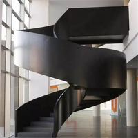DAIYA – escalier extérieur en fer avec balustrade en acier de couleur noire, escalier en spirale incurvé