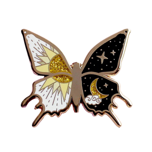 Tidak ada Minimum Butterfly Glitter Gold Starry Sky Custom Zinc Alloy Iron kuningan logam logo Hard Enamel Lapel Pin Badge - Product Image 1