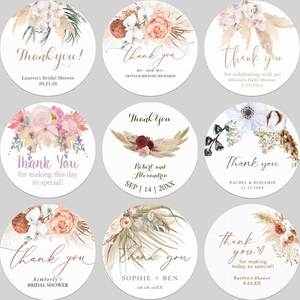 Personalized Thank You Stickers for Wedding Favors - <b>Circle</b> <b>Labels</b> with Custom Names and Date - Elegant Wedding Stickers 100pcs - Product Image 4