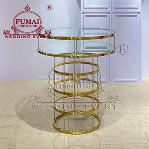 โต๊ะกลมสำหรับงานเลี้ยงทรงกลมพร้อมโต๊ะกระจกโต๊ะเค้กแต่งงานทรงกลมสีทองตกแต่ง - Product Image 2