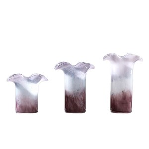 Vase à fleurs en verre coloré à bordure ondulée de haute qualité, vase moderne pour fleurs hydroponiques - Product Image 5