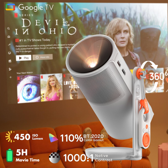2025 Brand New Xgimi MoGo 4 Portable LED Proyector 450 ISO Lumens 1080p Full HD 2+32GB Google TV Battery Mini DLP Projector
