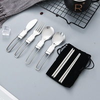 Couteau de table pliant Portable, pour la maison, fourchette à salade, cuillère baguettes de voyage vaisselle en acier inoxydable 304