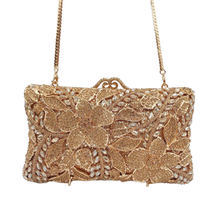 Luxury Floral Rhinestone Evening Bag for Women Pillow Crystal <b>Clutch</b> Purse Detachable Chain Handbag for Banquet Prom - Product Image 6