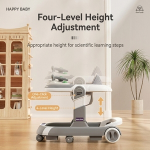 Marche-bébé 3 en 1 avec balançoire et <span class=keywords><strong>chaise</strong></span> haute, marche-bébé pliable en plastique avec roues, siège réglable en hauteur pour bébé - Product Image 4