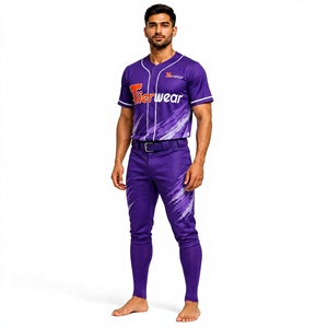 Uniforme de baseball unisexe pour équipe de lycée, facile d'entretien, respirant, en polyester, imprimé par sublimation, avec boutons sur le devant - Product Image 1