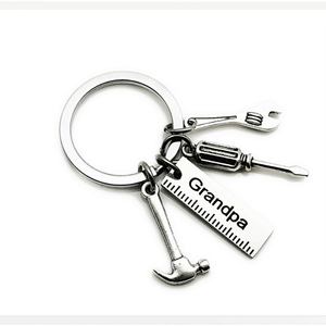 Felice festa del papà Set regalo luce in acciaio inox portachiavi tra cui cacciavite chiave a martello strumento per papà - Product Image 3