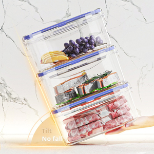 Modular rõ ràng nhựa hộp đựng thức ăn <span class=keywords><strong>Stackable</strong></span> tủ lạnh thùng cho vật nuôi xử lý rau tiết kiệm không gian khỏe mạnh bảo quản - Product Image 6