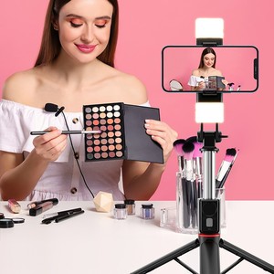 130CM Portable Voyage De Poche Extensible Cellulaire Téléphone Mobile Trépied <span class=keywords><strong>Selfie</strong></span> Bâton Titulaire Stand <span class=keywords><strong>Bluetooth</strong></span> avec Lampe Double Lumière - Product Image 5