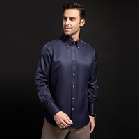 Chemise haut de gamme pour homme à col montant, couleur unie, avec boutons en cristal, nouveau style printemps-automne, taille européenne, pour le commerce extérieur transfrontalier