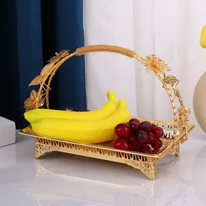 Supplier Banquet Party Hotel KTV Storage Metal Basket for Fruit Snack & Wedding Decoration Fruit Plate Basket Craft