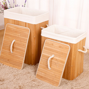 Cesta plegable biodegradable para la colada, de bambú, para el hogar - Product Image 1