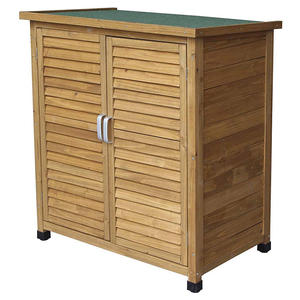 QUAWE Double Doors Fir Wood Garden Yard Outdoor Storage Cabinet Tool Storage Shed