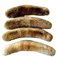 Natural Raccoon Fur Collar Scarf for Hood, Large Size