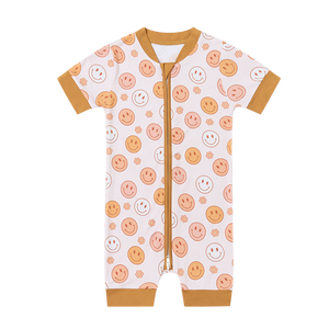 Logo personnalisé imprimé 95% bambou 5% Spandex bébé enfant en bas âge à manches courtes barboteuse enfant pyjamas vêtements de couchage - Product Image 6