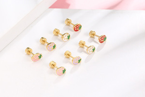 Pendientes <span class=keywords><strong>de</strong></span> <span class=keywords><strong>Mariposa</strong></span> <span class=keywords><strong>de</strong></span> Acero Inoxidable Chapados en Oro, Aretes <span class=keywords><strong>de</strong></span> Corazón y Fresa para Niños, Joyería Colorida <span class=keywords><strong>de</strong></span> Dibujos Animados - Product Image 5