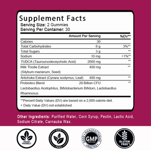 Gomitas de TUDCA con Cardo Mariano, Extracto de Alcachofa, Probióticos, Apoyo Inmunológico, Salud Intestinal y Hepática, 30 Porciones, Venta Caliente OEM/ODM - Product Image 2
