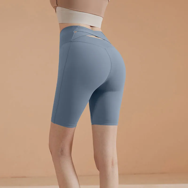 Pantaloncini da Yoga da donna pantaloni estivi a vita incrociata pantaloncini da ginnastica da donna pantaloni da ciclismo