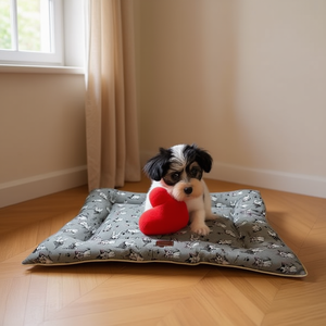 Set di Tre Pezzi di Cuscini per Cani in Lino Stampato con Fondo Grigio, Letto per Gatti, Eleganti Cucce per Animali - Product Image 3