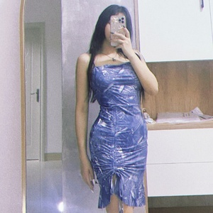 Robe Courte Femme Été 2022 Imprimée à Volants, Coupe Ajustée, Bretelles Fines, Mini-robe Sexy - Product Image 2