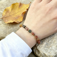 Bracelet en pierre vintage euro-américain, tendance et polyvalent, design de perles fait main, accessoire de bracelet pour femmes