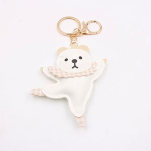 Leather Ballet Dancing <b>Bear</b> Keychain <b>Cute</b> Animal Figure Key Pendant - Product Image 6