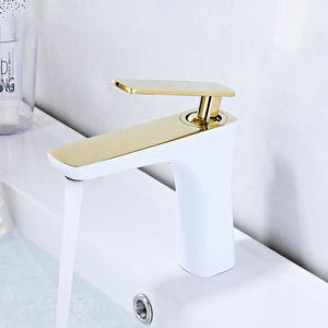 Robinet En Or Blanc Plate-Forme Moderne Bassin Monotrou Cuisson En Cuivre Chaud Et Froid Robinet En Or Noir - Product Image 4