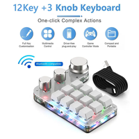 Mini Teclado RGB de 3 Teclas Personalizable con Cable, Perilla Macro, Tecla de Atajo para Copiar y Pegar, Teclado Mecánico Mini para Juegos E-sports con Interruptores Intercambiables en Caliente