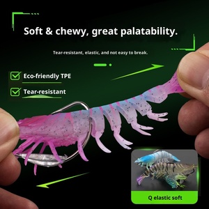 Nouveau 95mm 10g 9 couleurs artificiel TPE doux crevettes leurres de pêche naufrage Flick crevette lumineuse crevettes appâts doux pour bar de mer - Product Image 5