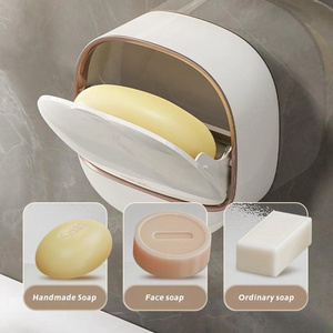 Soap Dish With Drainage Box Punch-Free Soap Holder Bathroom Drain Soap Box Flip Drain Soap Storage Case Bathroom <b>Accessories</b> - Product Image 6