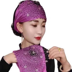 Chapeau pour femme, foulard musulman africain tendance en acrylique avec embellissements perlés et pompons, respirant et écologique - Product Image 1