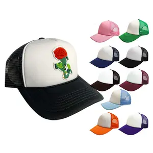 HN0001 מותג פרטי Mens 5 פנל עט קצף מול רשת חזרה Snapback בייסבול משאית כובע נהג משאית כובע עם רקום תיקון