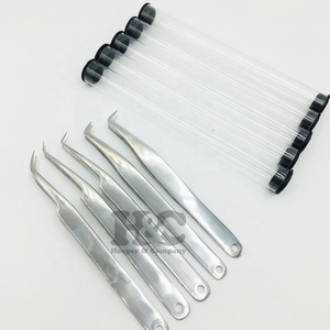 Top Deal Pince à épiler vison Logo Pince à cils en acier inoxydable avec poignée plate Offre d'extension de faux cils à la main - Product Image 5