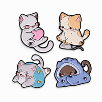 En gros, Pin's en émail souple personnalisé, motif chat ludique Kawaii, en métal, peint, pour les amoureux des animaux, pour veste en jean